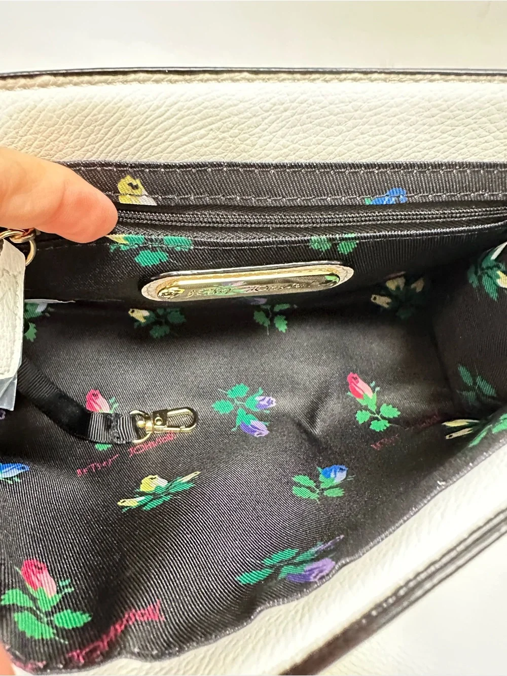 Betsey Johnson White Polka Dot Crossbody with Neon Heart Charm